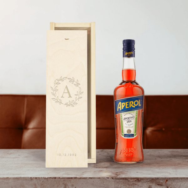 Bestel Likeur in gegraveerde kist - Aperol met eigen foto
