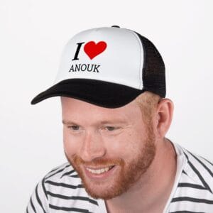 Bestel Trucker cap bedrukken - Zwart/wit met eigen foto