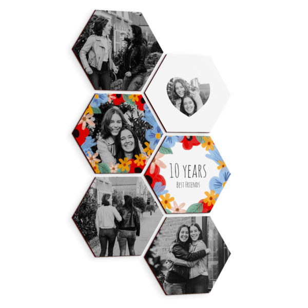 Bestel Wandpanelen met foto of naam - Hexagon - 6 stuks met eigen foto