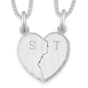 Bestel Echte zilver gebroken hart ketting graveren - initialen met eigen foto