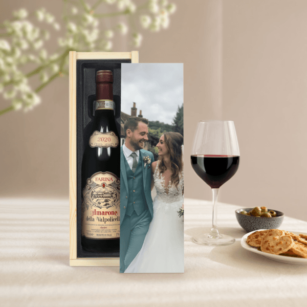 Bestel Wijn in bedrukte kist - Farina Amarone della Valpolicella met eigen foto