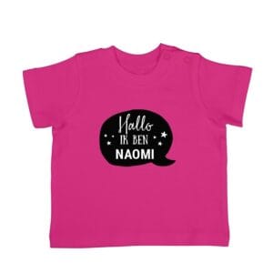 Bestel Baby shirt bedrukken - Korte mouw - Fuchsia - 50/56 met eigen foto