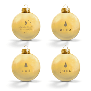 Bestel Kerstbal met naam - Goud - 4 stuks met eigen foto