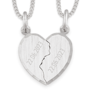 Bestel Echte zilver gebroken hart ketting graveren - naam met eigen foto