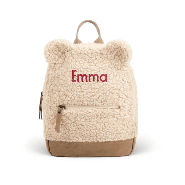 Bestel Teddy rugzak met naam - Beige met eigen foto