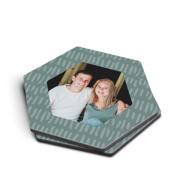Bestel Zeshoekige onderzetters bedrukken - 2 stuks met eigen foto