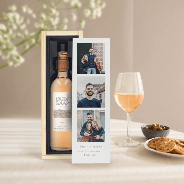 Bestel Wijn in bedrukte kist - Oude Kaap - Rosé met eigen foto