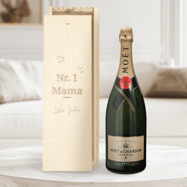 Bestel Champagne in gegraveerde kist - Moët & Chandon (1500ml) met eigen foto