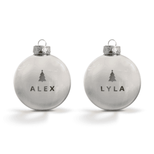 Bestel Kerstbal met naam - Zilver - 2 stuks met eigen foto