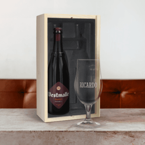 Bestel Bierpakket met gegraveerd glas - Westmalle Dubbel met eigen foto