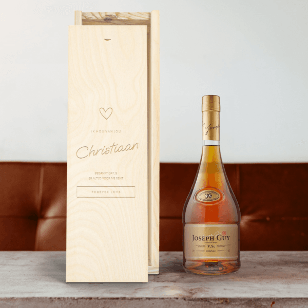 Bestel Cognac in gegraveerde kist - Joseph Guy met eigen foto