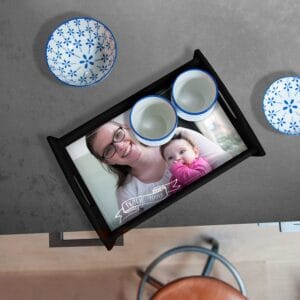 Bestel Moederdag dienblad bedrukken - Zwart met eigen foto