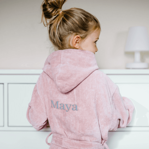 Bestel Kinderbadjas met naam - Roze - 6/8 jaar met eigen foto