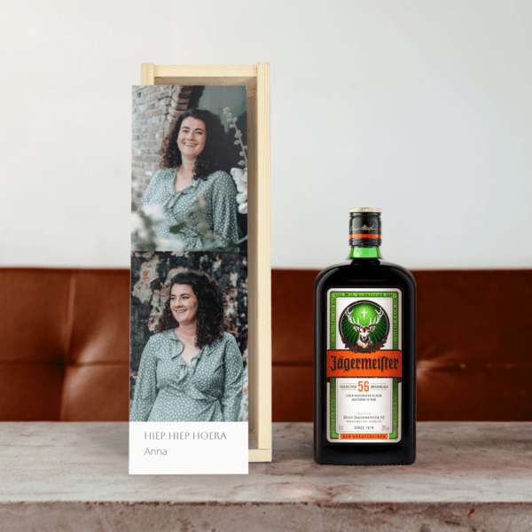 Bestel Likeur in bedrukte kist - Jägermeister met eigen foto