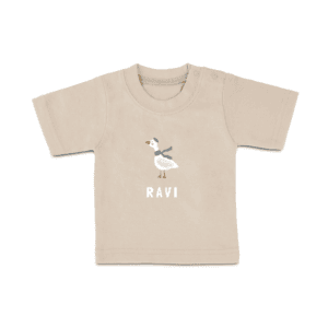 Bestel Baby shirt bedrukken - Korte mouw - Beige - 86/92 met eigen foto