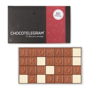 Bestel Chocotelegram met persoonlijke boodschap - 28 letters met eigen foto