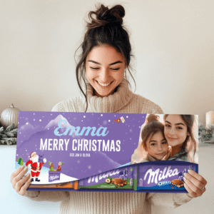 Bestel Mega Milka reep met naam en foto bedrukken - 600 gram met eigen foto