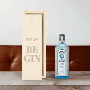 Bestel Gin in gegraveerde kist - Bombay Sapphire met eigen foto