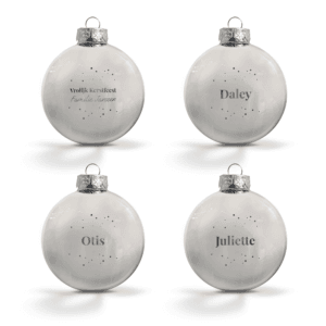 Bestel Kerstbal met naam - Zilver - 4 stuks met eigen foto