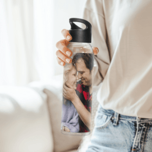 Bestel Waterfles bedrukken - Transparant met eigen foto