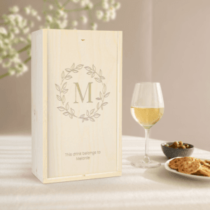 Bestel Luxe wijnkist graveren - 2 vaks - Hout met eigen foto