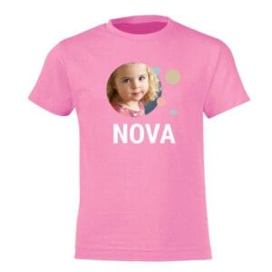 Bestel T-shirt voor kinderen bedrukken - Roze - 10 jaar met eigen foto