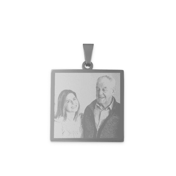 Bestel Vierkante hanger met foto - zilver met eigen foto