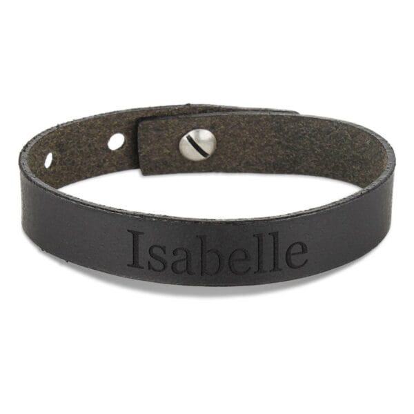 Bestel Leren armband voor dames graveren - Zwart met eigen foto