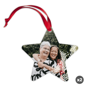 Bestel Kersthanger bedrukken - Ster - 2 stuks met eigen foto