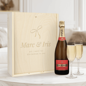Bestel Champagnepakket met glazen - Piper Heidsieck Brut (750ml) - Gegraveerde deksel met eigen foto