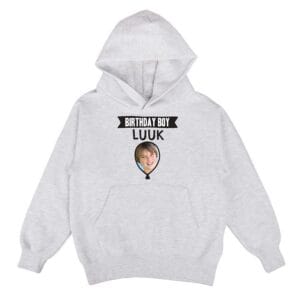 Bestel Hoodie voor kinderen bedrukken - Grijs - 8 jaar met eigen foto