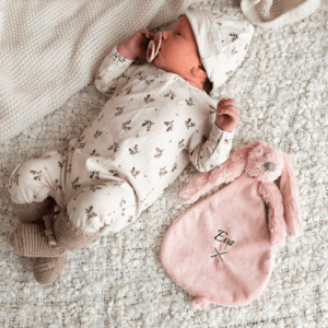 Bestel Happy Horse Konijn knuffeldoekje met naam - roze met eigen foto