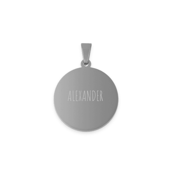 Bestel Ronde hanger met text - zilver met eigen foto