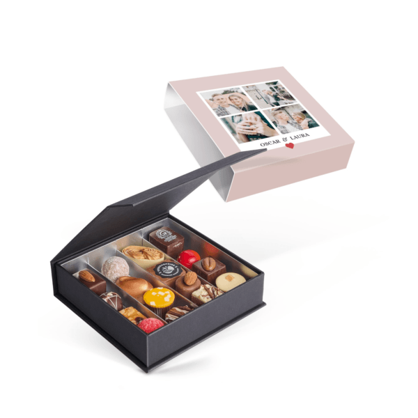 Bestel Luxe bonbon giftbox bedrukken - Valentijn (16 stuks) met eigen foto