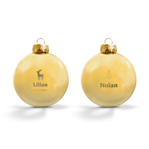 Bestel Kerstbal met naam - Goud 2 stuks met eigen foto