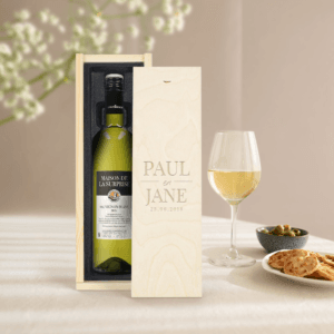 Bestel Wijn in gegraveerde kist - Maison de la Surprise - Sauvignon Blanc met eigen foto