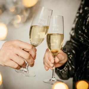 Bestel Champagneglas graveren - 2 stuks met eigen foto