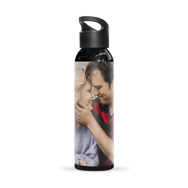 Bestel Waterfles bedrukken - Zwart met eigen foto
