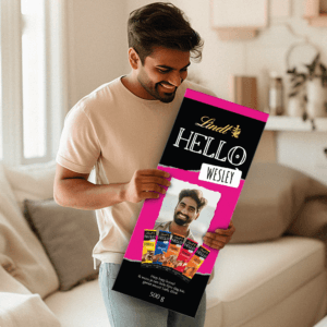 Bestel Mega Lindt Hello Chocoladereep met eigen foto
