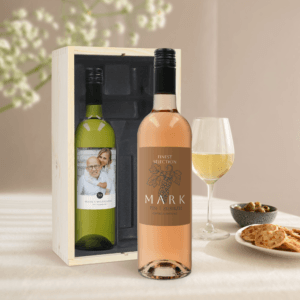 Bestel Wijnpakket met bedrukt etiket - Belvy - Wit en rosé met eigen foto