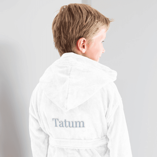 Bestel Kinderbadjas met naam - Wit- 8/10 jaar met eigen foto