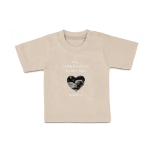 Bestel Baby shirt bedrukken - Korte mouw - Beige - 62/68 met eigen foto