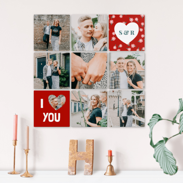 Bestel Wandpanelen met foto of naam - Vierkant - 9 stuks met eigen foto