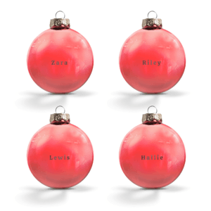 Bestel Kerstbal met naam - Rood - 4 stuks met eigen foto