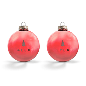 Bestel Kerstbal met naam - Rood - 2 stuks met eigen foto
