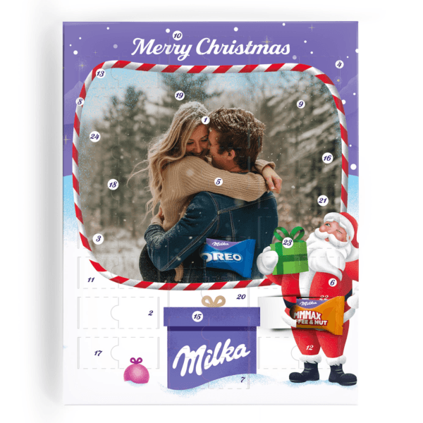 Bestel Gepersonaliseerde Milka Favourites adventskalender - Milka design met eigen foto