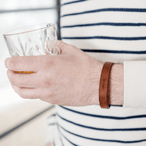 Bestel Leren armband met naam heren Bruin - 21 cm met eigen foto