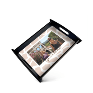 Bestel Juf / Meester dienblad bedrukken - Zwart met eigen foto