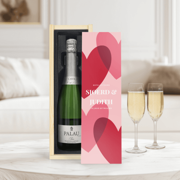 Bestel Cava in bedrukte kist - Palau Semi-Seco (750ml) met eigen foto