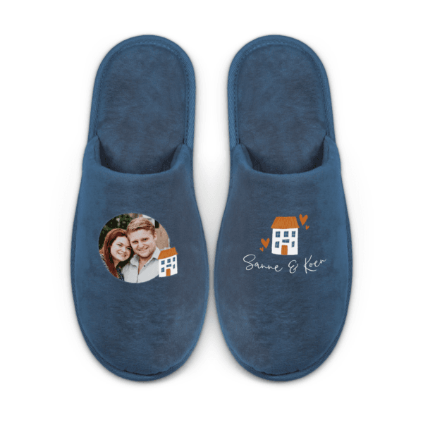 Bestel Pantoffels bedrukken - Blauw - Maat 43-45 met eigen foto